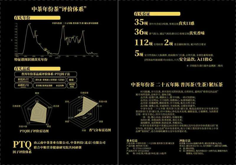 中茶年份茶 二十五年陈 普洱茶（生茶）紧压茶